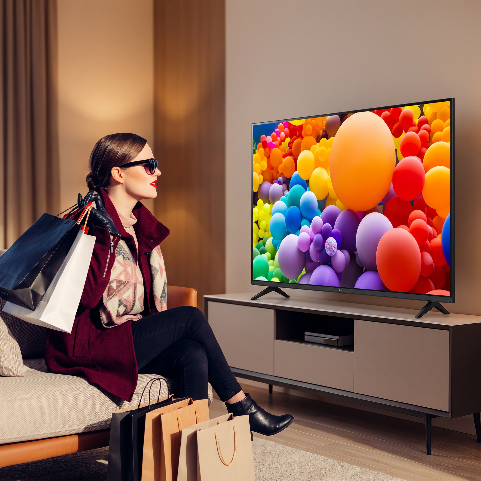 65-Inch 4K Smart TV with HDR displaying vibrant colors in living room